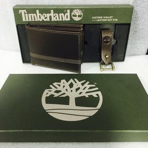 Timberland Brown Leather Wallet With Key FOB